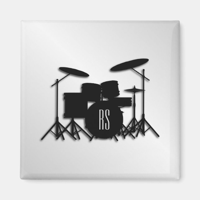 Monogram Drum Set Silver Magnet (Front)