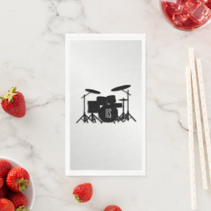 Monogram Drum Set Silver Napkin