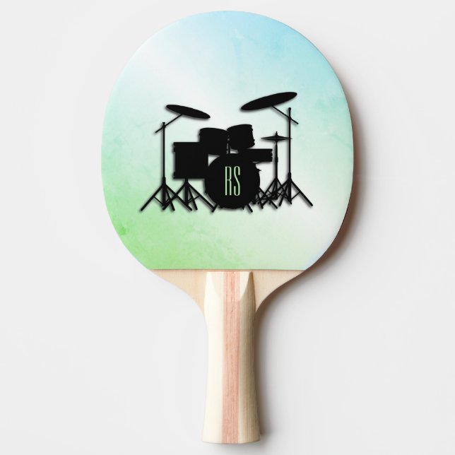 Monogram Drum Set Silver Ping Pong Paddle (Front)
