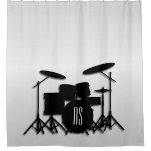 Monogram Drum Set Silver Shower Curtain