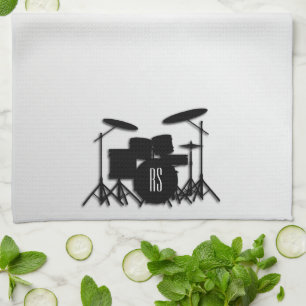Monogram Drum Set Silver Tea Towel
