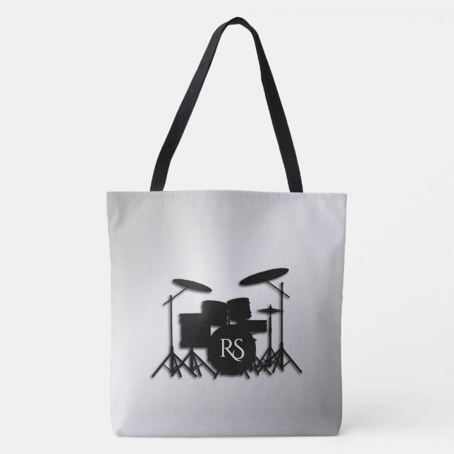 Monogram Drum Set Silver Tote Bag (Front)