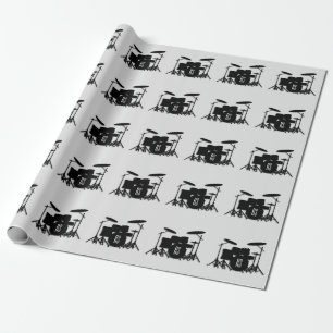 Monogram Drum Set Silver Wrapping Paper