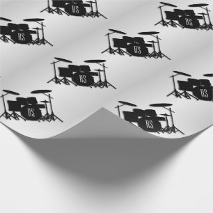 Monogram Drum Set Silver Wrapping Paper