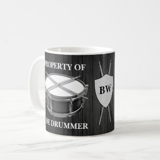Monogram Drummer Mug Snare Drum Drumsticks Music
