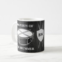 Monogram Drummer Snare Drum Drumsticks Music Mug