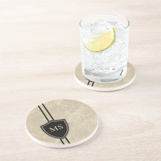 Monogram Drummer Vintage Bass Drum Drumming Coaster (Side)