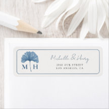 Monogram Dusty Blue Botancial Watercolor Wedding