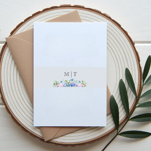 Monogram Dusty Blue Hydrangea Floral Wedding  Invitation Belly Band
