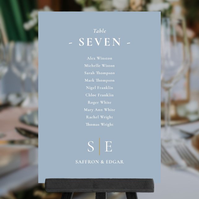 Monogram Dusty Blue Seating Plan Table Number (Monogram Dusty Blue Seating Plan Table Number)