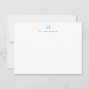 Monogram Dusty Blue Simple Classic Formal Elegant Card