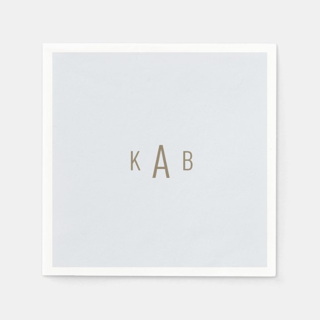 Monogram Dusty Blue Wedding Cocktail  Napkin (Front)