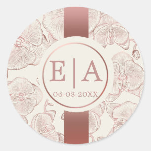Monogram Dusty Rose Floral Orchid Envelope Seal 