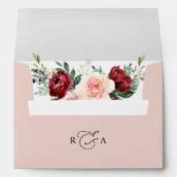 Monogram Dusty Rose Floral w/ Return Address 5x7