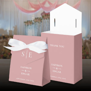 Monogram Dusty Rose Pink Elegant Wedding Favour Box