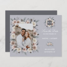 Monogram Dusty Rose Wedding photo SAVE THE DATE