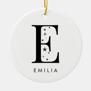 Monogram E Celestial Name Ceramic Ornament