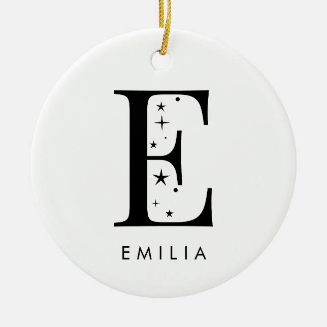 Monogram E Celestial Name  Ceramic Ornament (Front)