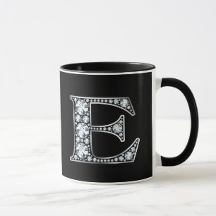Monogram E Faux Diamond  Mug