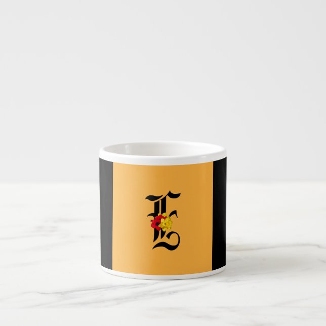Monogram E Floral Black    Espresso Cup (Front)