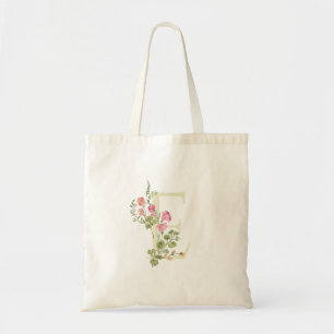 monogram E floral gift wedding Bridal Shower Tote Bag