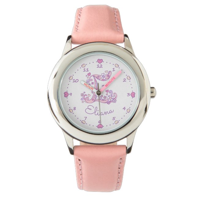 Monogram E girls doodle letter art Eliana Watch (Front)