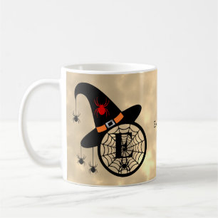 Monogram E Halloween Sky Witch Spiders Name Coffee Mug