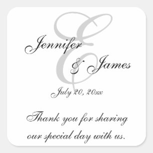 Monogram E Wedding Thank You Labels Stickers
