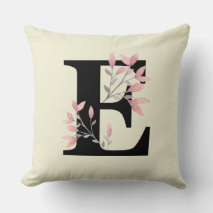 Monogram E with Pink Floral Sprays Cushion