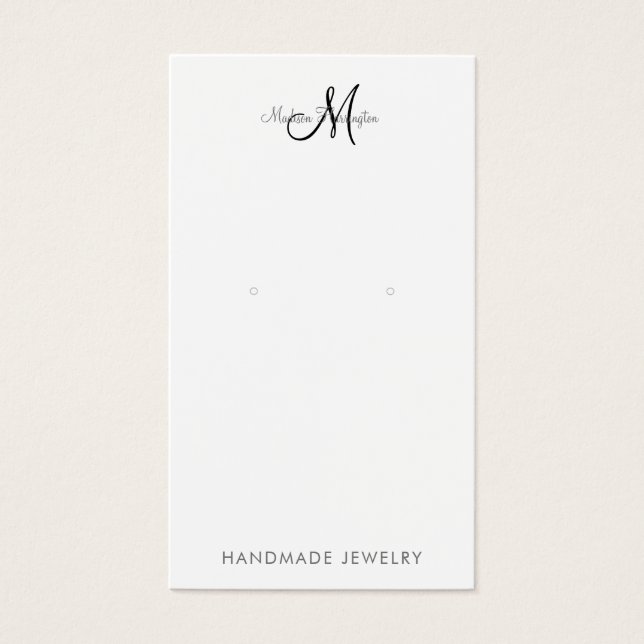 Monogram Earring Jewellery Display Card (Front)