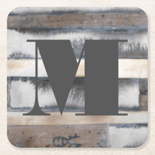 Monogram   Earth & Smoke I Square Paper Coaster