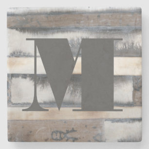 Monogram Earth & Smoke I Stone Coaster