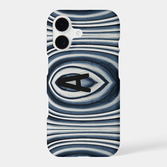 Monogram, Earth Toned Blue Abstract Pattern (Back)