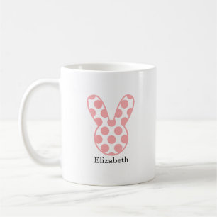 Monogram Easter Bunny with Pink Dots Coffee Mug
