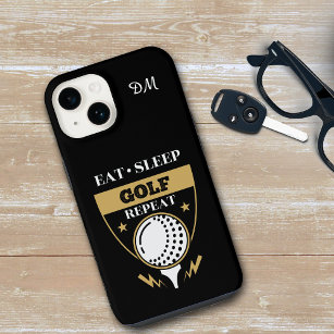 Monogram Eat Sleep Golf Repeat iPhone 14 Case