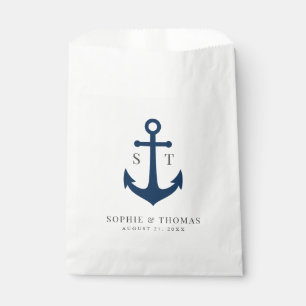 Monogram Editable Colour Anchor Nautical Wedding Favour Bag