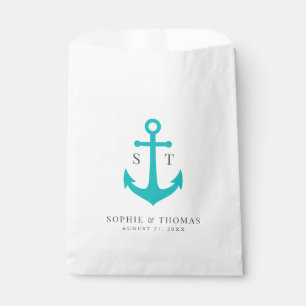 Monogram Editable Colour Anchor Nautical Wedding Favour Bag