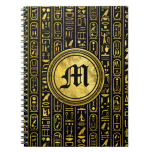 Monogram Egyptian Ancient Gold hieroglyphs Notebook