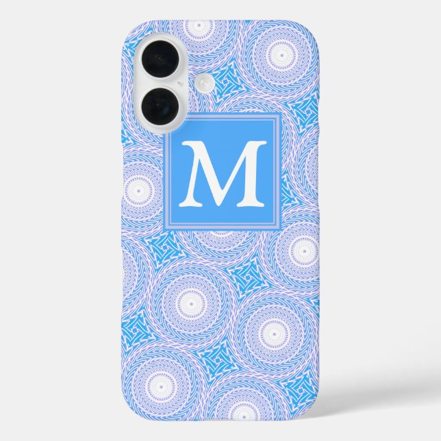 Monogram Electric blue circles pattern Case-Mate iPhone Case (Back)