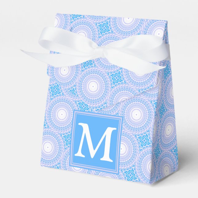 Monogram Electric blue circles pattern Favour Box (Front Side)
