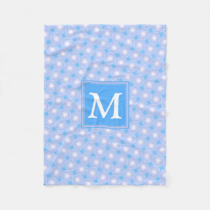 Monogram Electric blue circles pattern Fleece Blanket