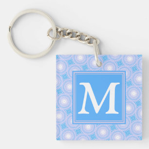 Monogram Electric blue circles pattern Key Ring