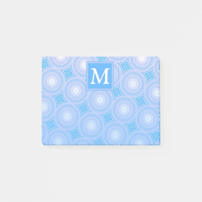 Monogram Electric blue circles pattern Post-it Notes (Front)