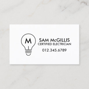 Monogram Electrician Electrical Contractor Business Card