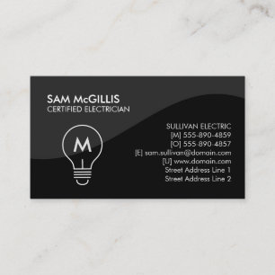 Monogram Electrician Electrical Contractor Business Card