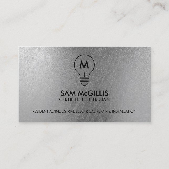 Monogram Electrician Electrical Contractor Business Card (Front)