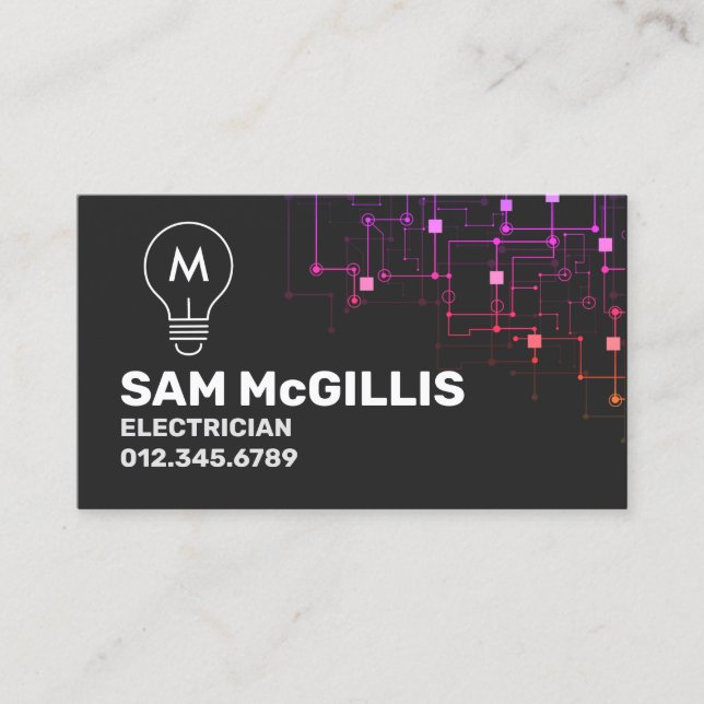 Monogram Electrician Electrical Contractor Business Card (Front)