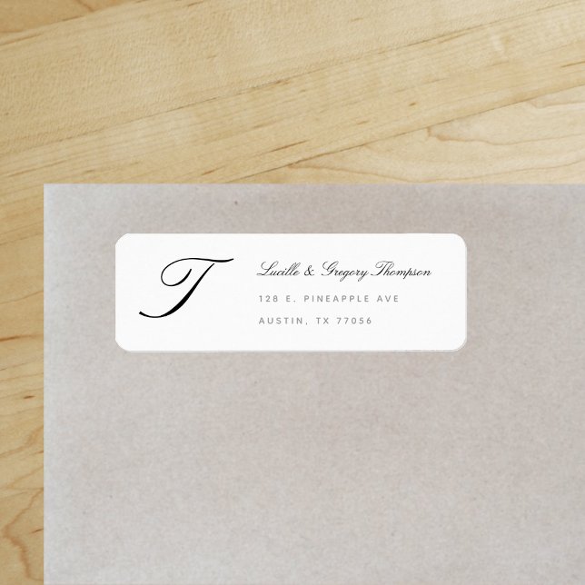 Monogram Elegance Custom Family Return Address Label ("Everyday is abundantly beautiful." 
Sincerely Best Wishes from Lucky Design World)