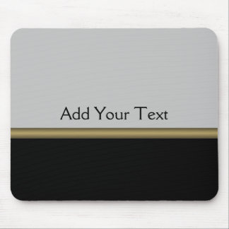 Monogram Elegance in Black Grey Gold Mouse Pad