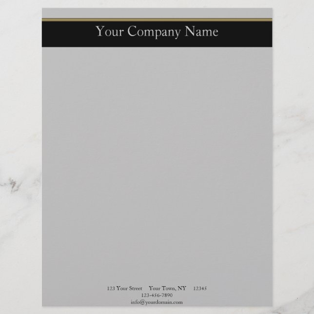 Monogram Elegance in Black Grey Gold Personalized Letterhead (Front)